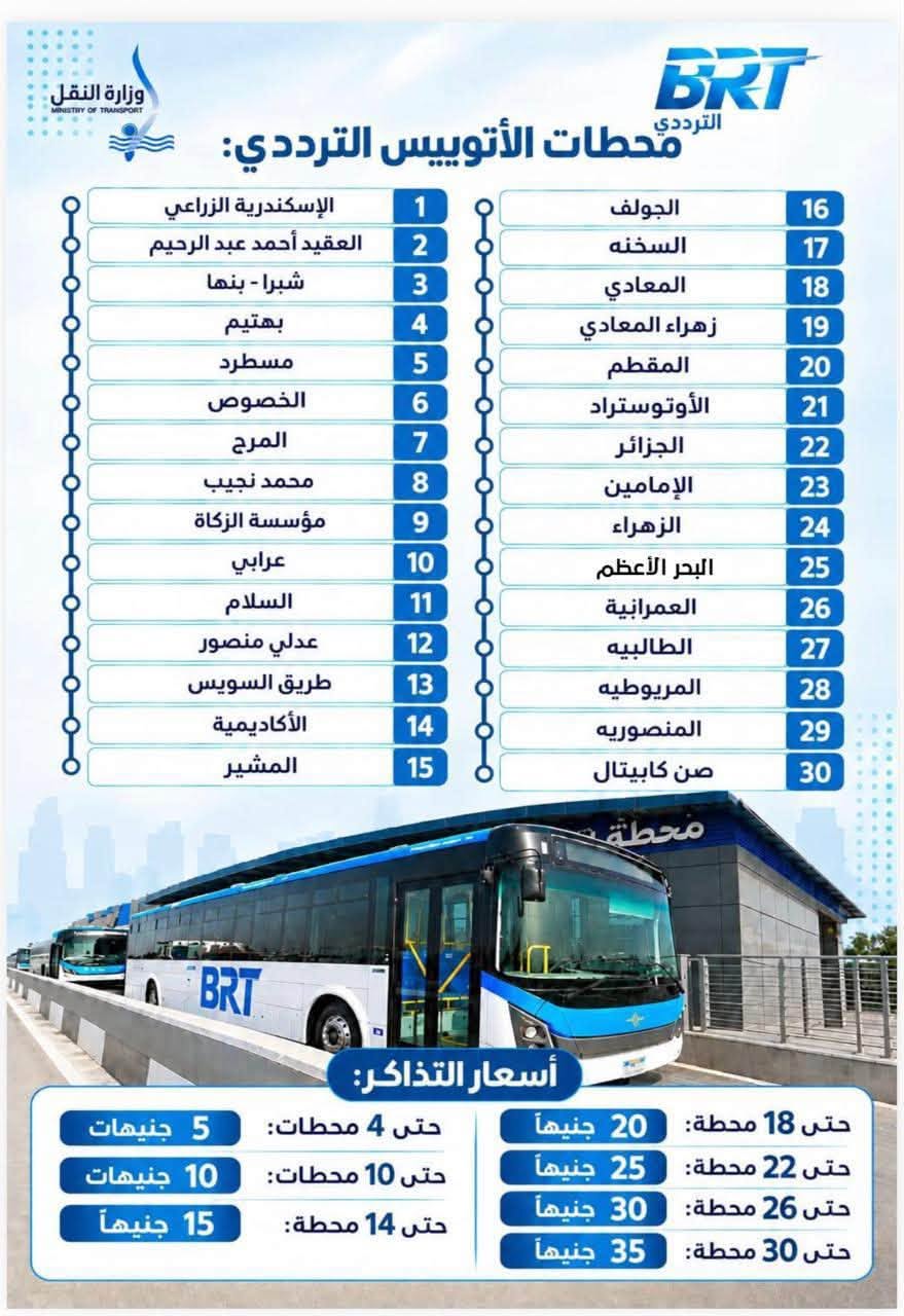 غدًا.. تشغيل المرحلة الثانية للأتوبيس الترددي