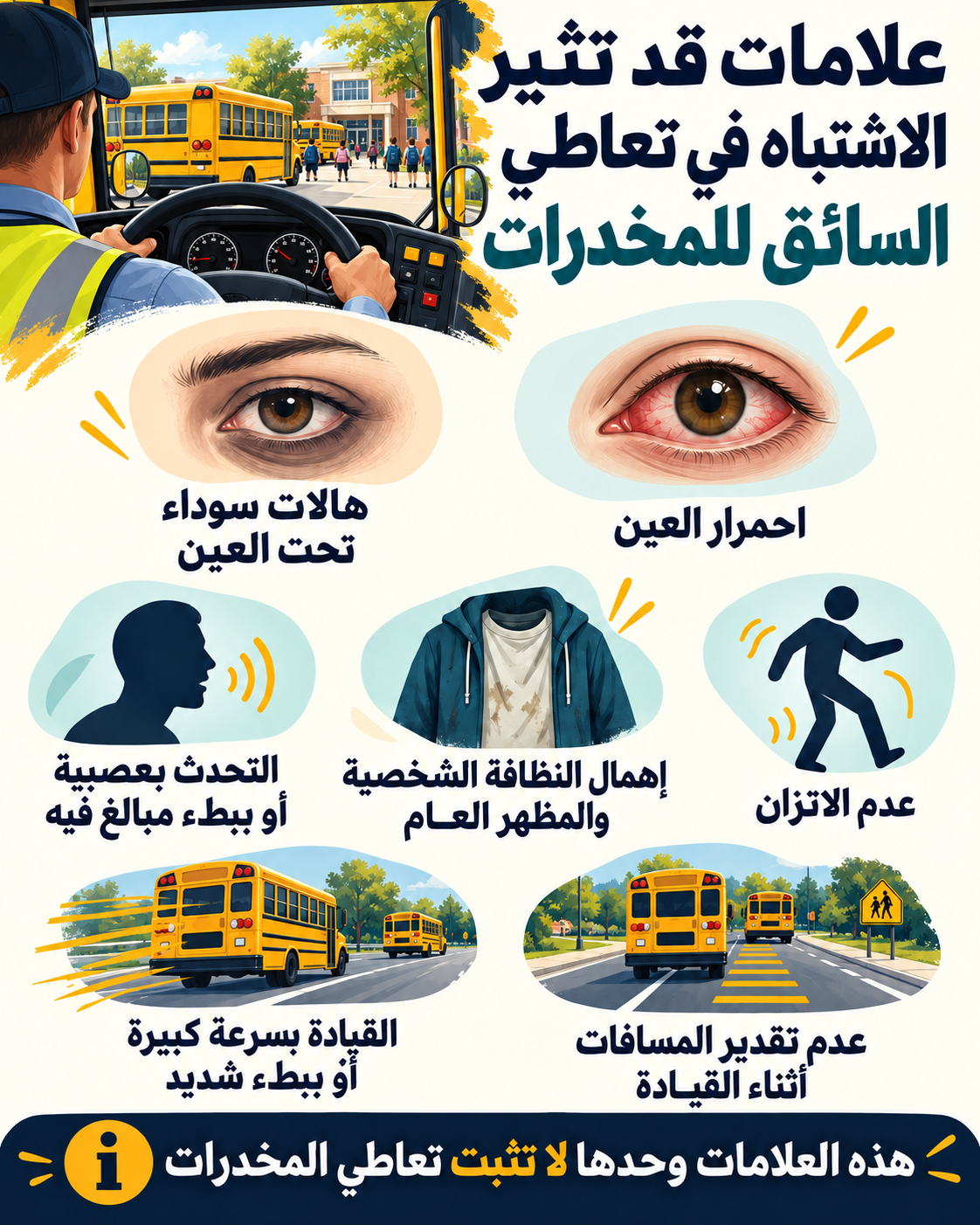 كيف تكتشف تعاطي سائق الحافلة المدرسية للمخدرات؟ 7 علامات