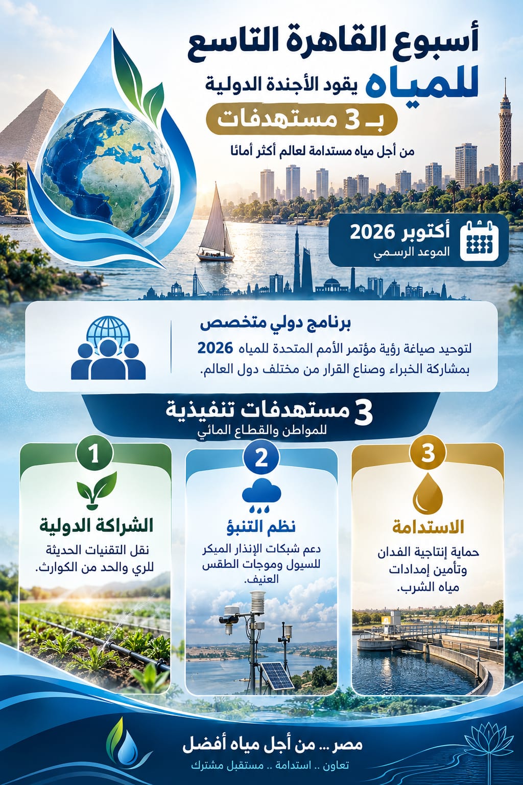 «أسبوع القاهرة للمياه».. محطة مصرية لتوحيد الرؤى الدولية قبل مؤتمر الأمم المتحدة 2026